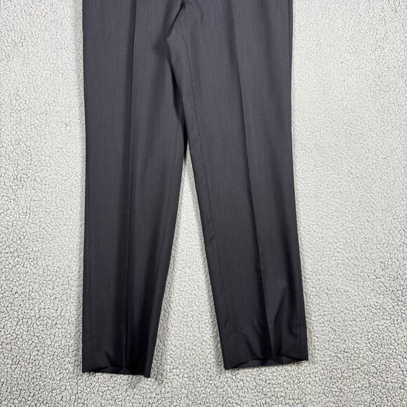 Paul Betenly Dress Pants Size 31x30 Charcoal Striped Straight Fit Wool Office - Picture 3 of 10
